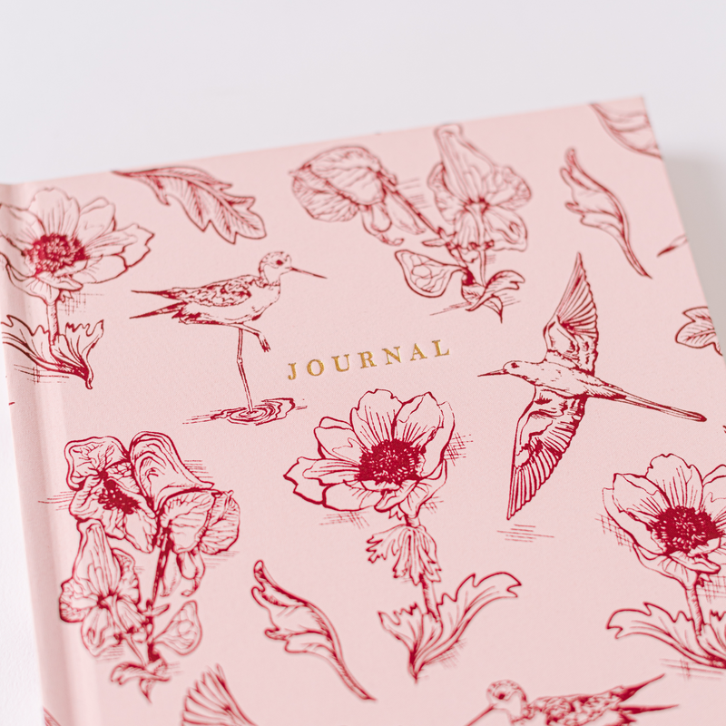 Botanical Bird Toile Journal - Pink