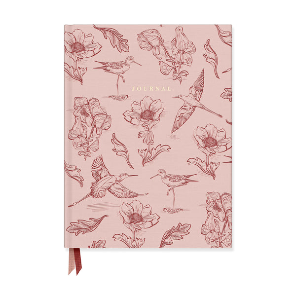 Botanical Bird Toile Journal - Pink