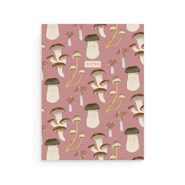 Mushroom Pattern Softcover Notebook - Pink