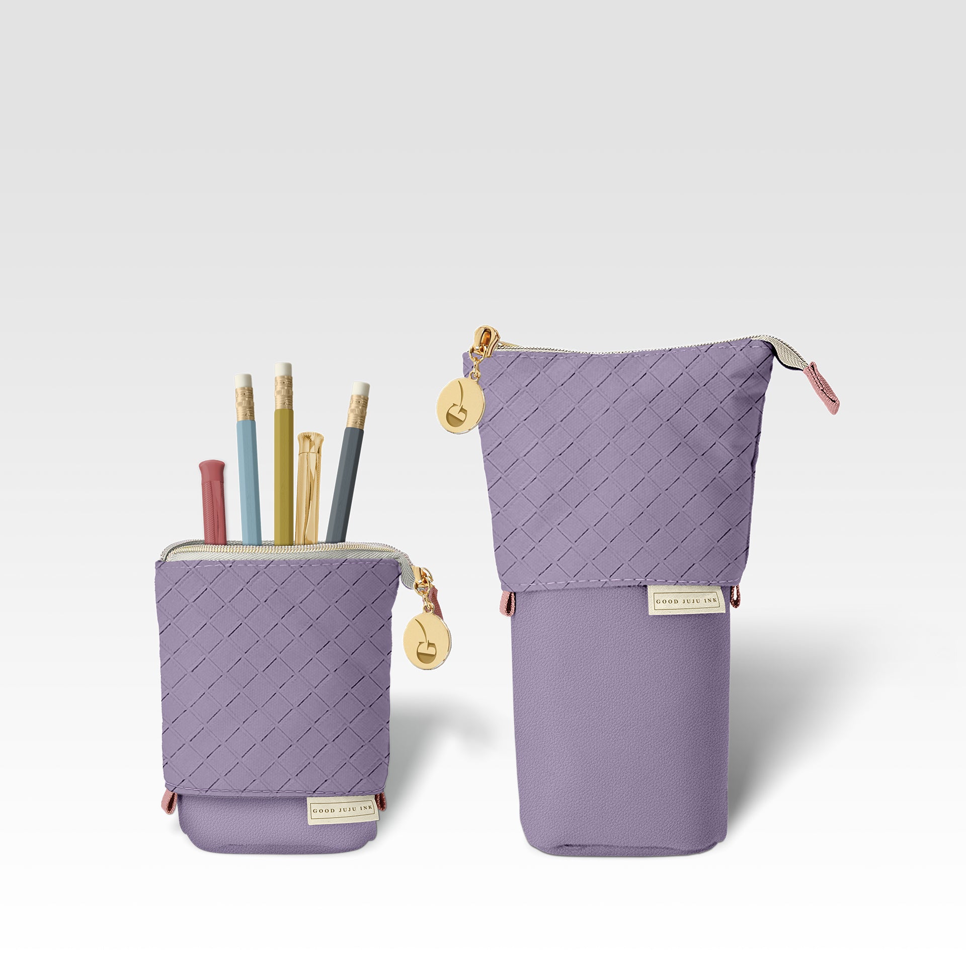 Luxe Standing Pencil Pouch Lavender Good Juju Ink