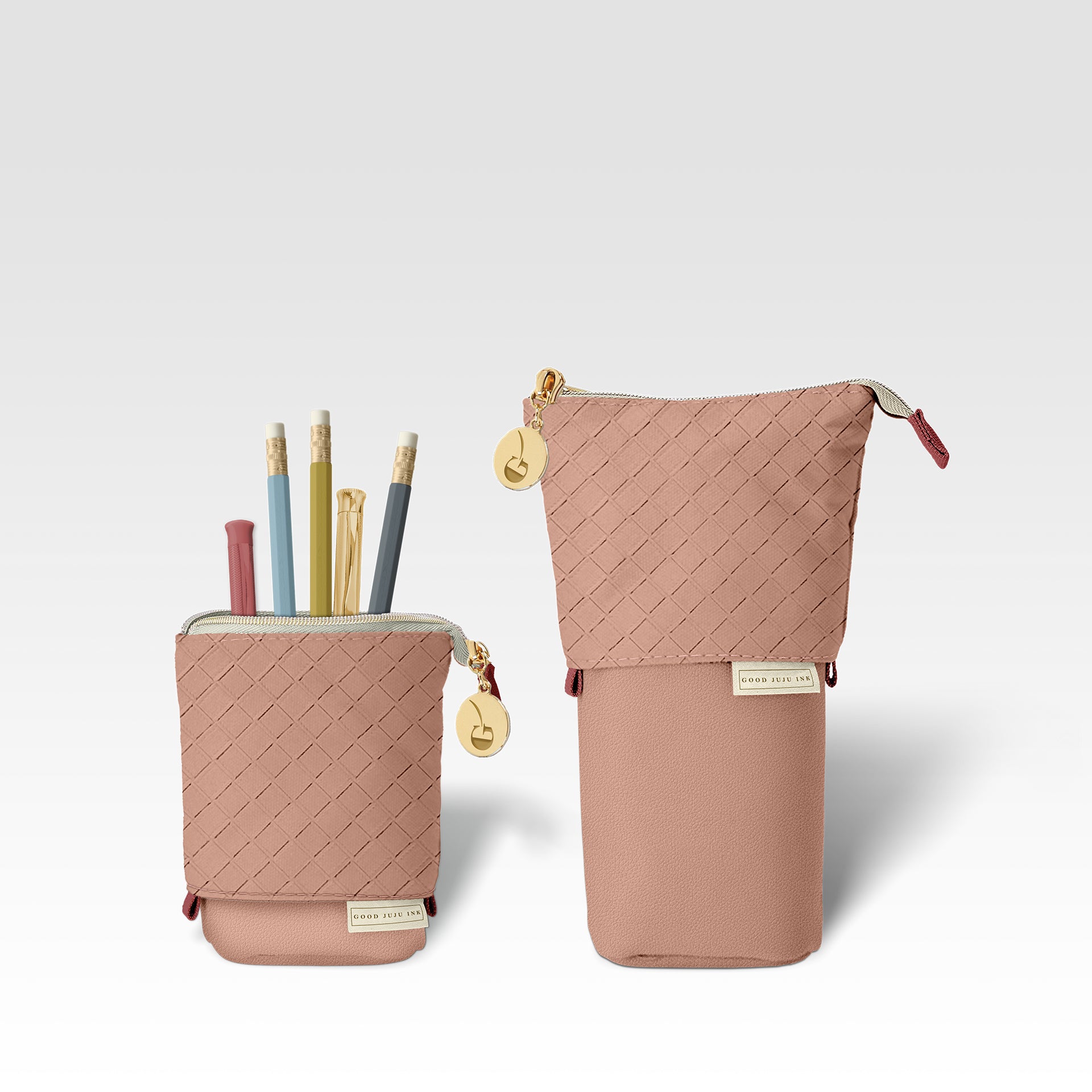 Luxe Standing Pencil Pouch - Blush Pink – Good Juju Ink
