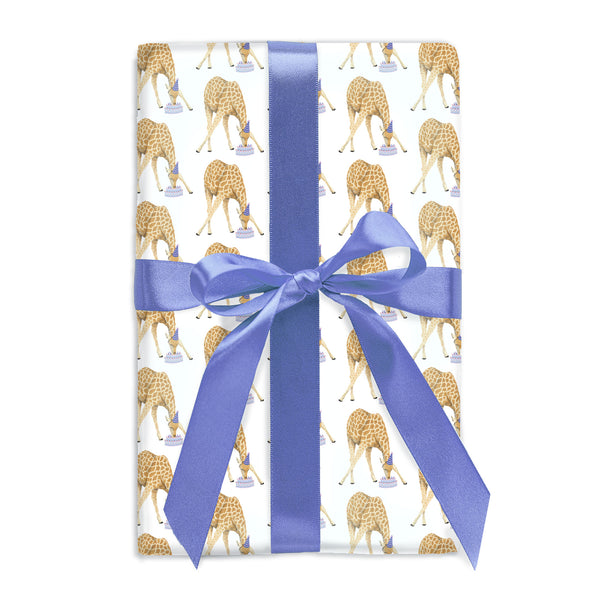 White Giraffe Birthday Gift Wrap