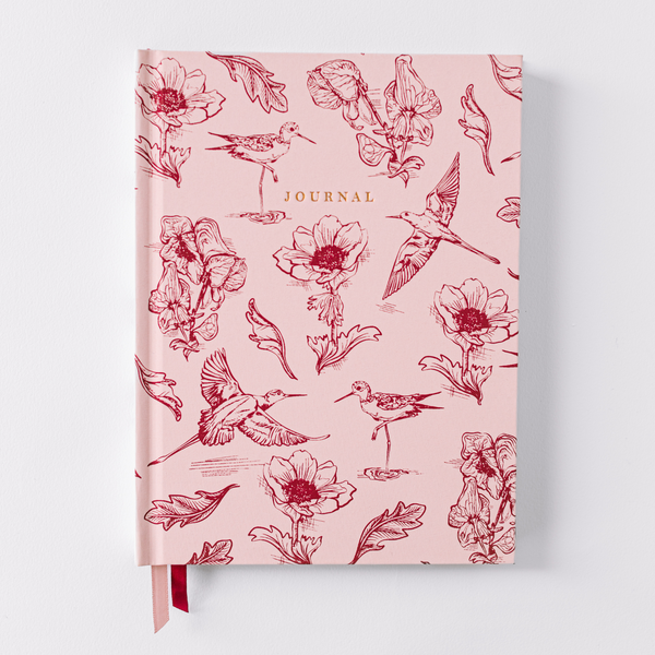 Botanical Bird Toile Journal - Pink