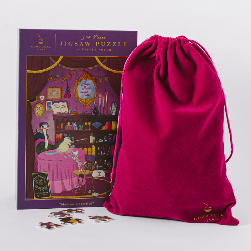 Madame Oddstrich 500-Piece Puzzle – Mystical Fortune Teller Puzzle Madame Oddstrich 500-Piece Puzzle – Mystical Fortune Teller Puzzle
