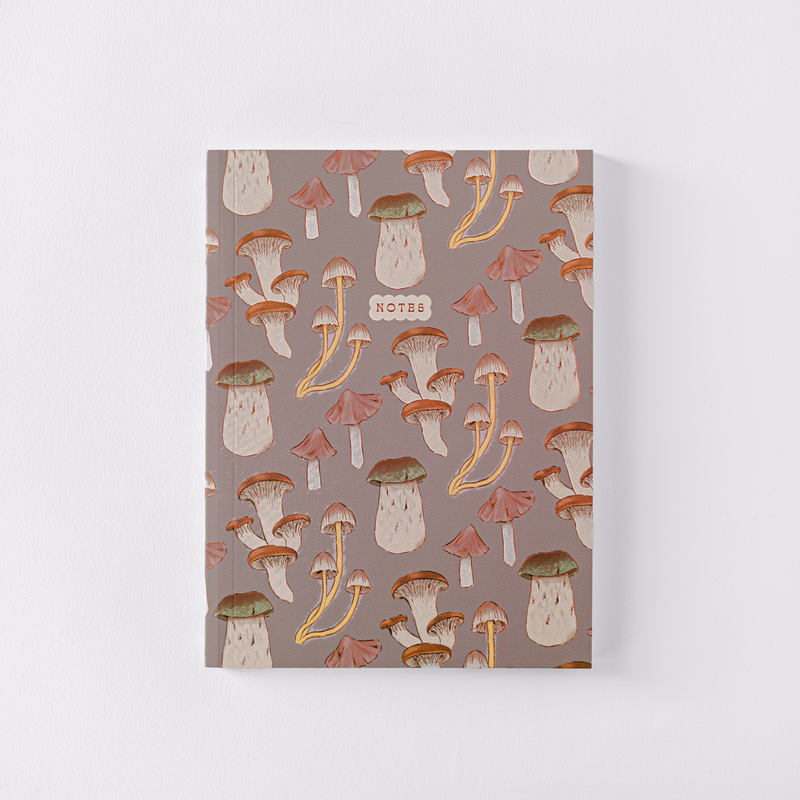 Mushroom Pattern Softcover Notebook - Purple