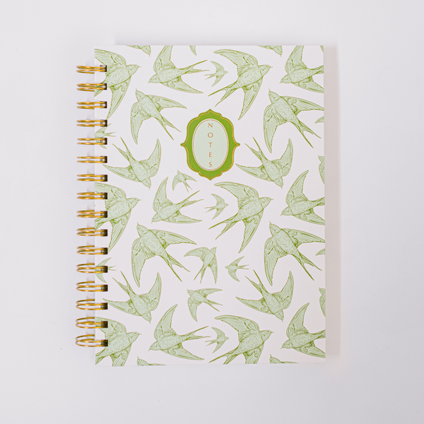 Swallows Spiral Notebook - Green