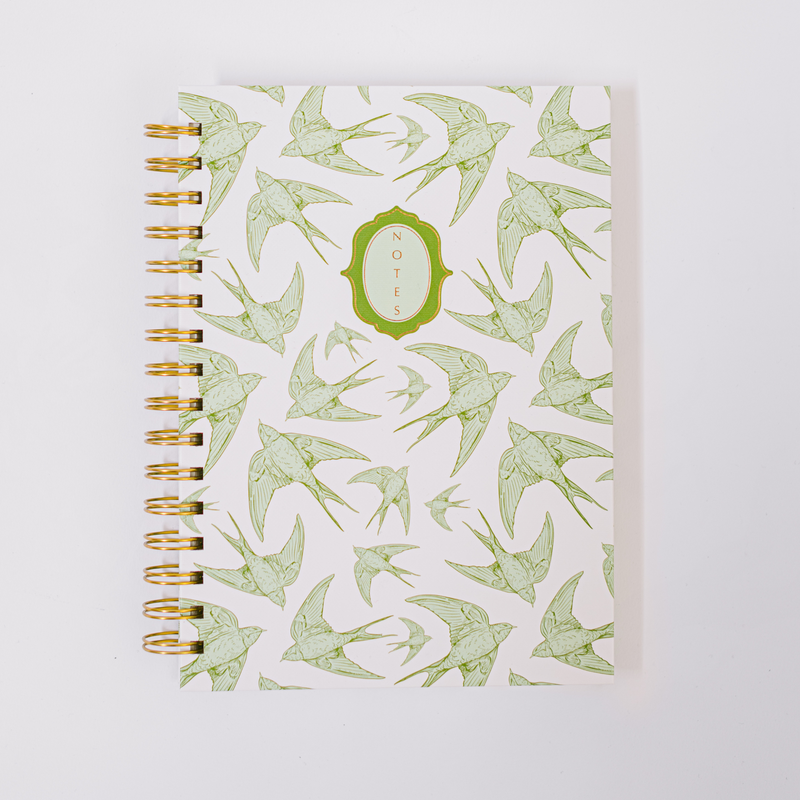 Swallows Spiral Notebook - Green