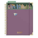 2027 Sneaky Cat Bookshelf 17-Month Large Spiral Planner