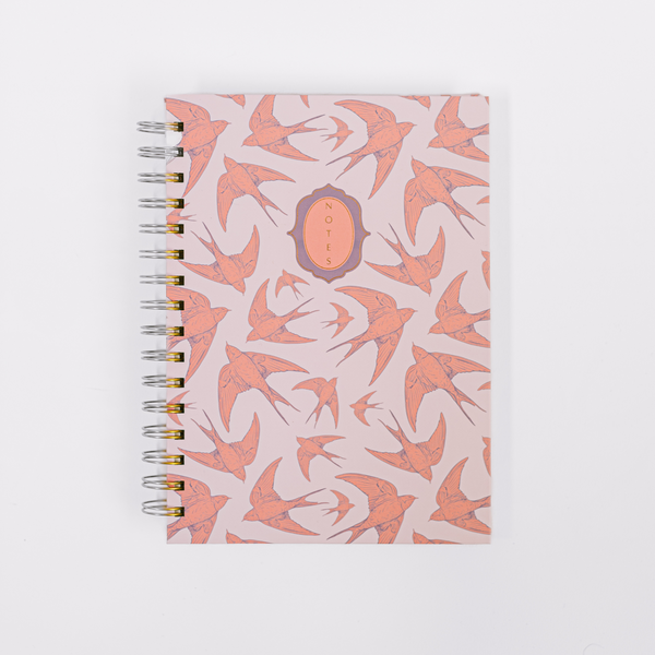 Swallows Spiral Notebook - Pink