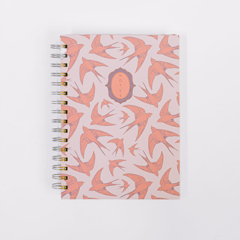 Swallows Spiral Notebook - Pink