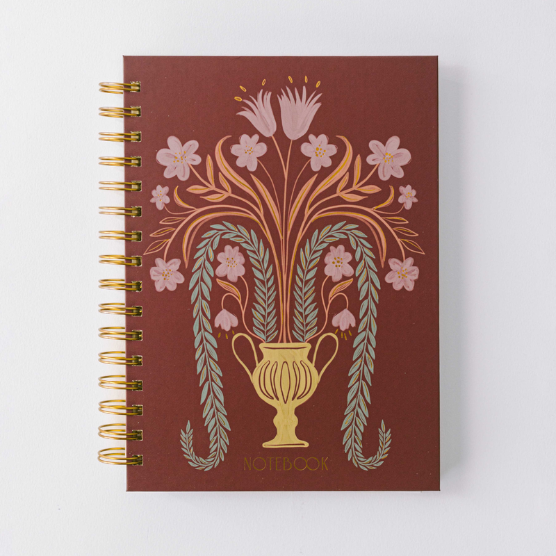 Floral Greek Vase Spiral Notebook