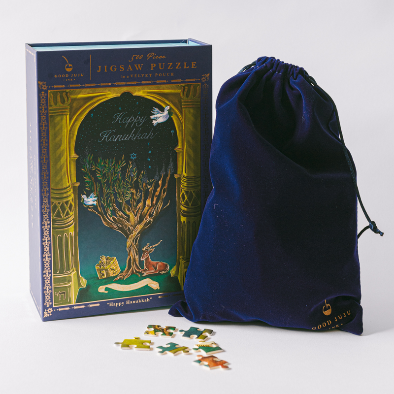 Happy Hanukkah 500-Piece Puzzle – Gold Foil Hanukkah Puzzle – Good Happy Hanukkah 500-Piece Puzzle – Gold Foil Hanukkah Puzzle – Good