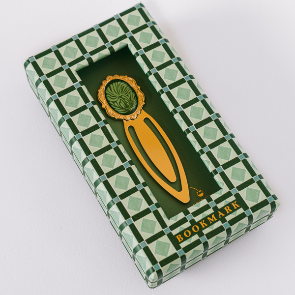 Mosaic Botanical Green Metal Clip Bookmark