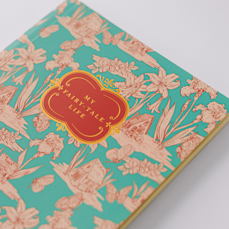 Fairy House Toile Softcover Notebook – Blue