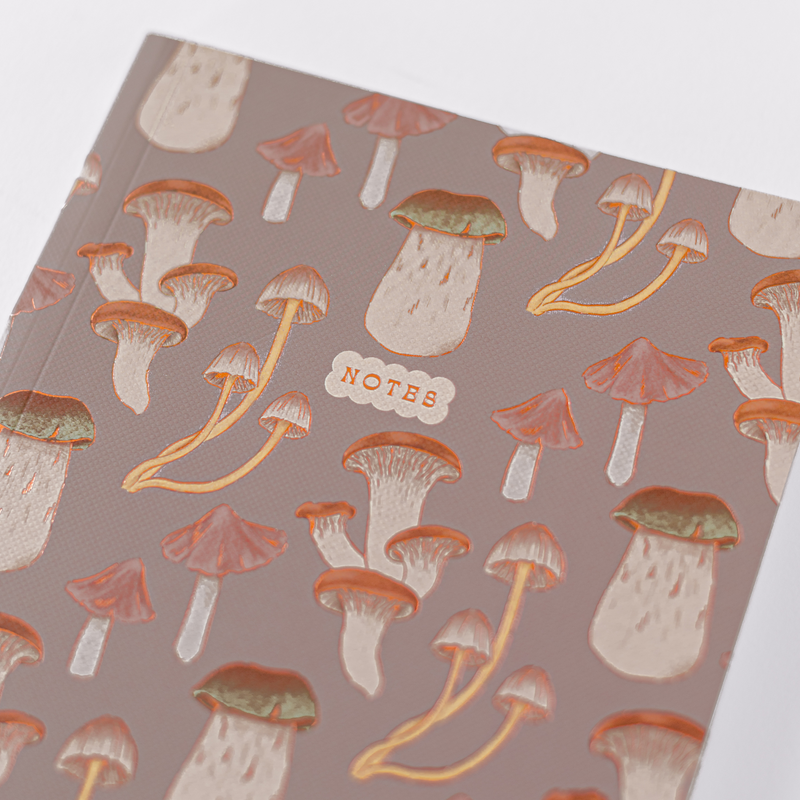 Mushroom Pattern Softcover Notebook - Purple