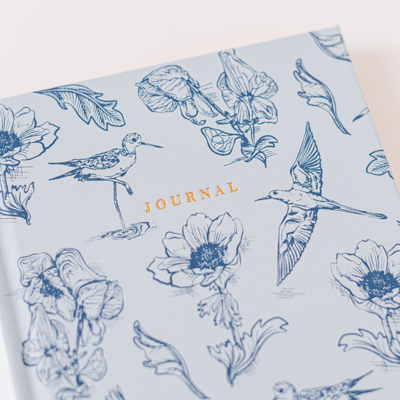 Botanical Bird Toile Journal - Blue