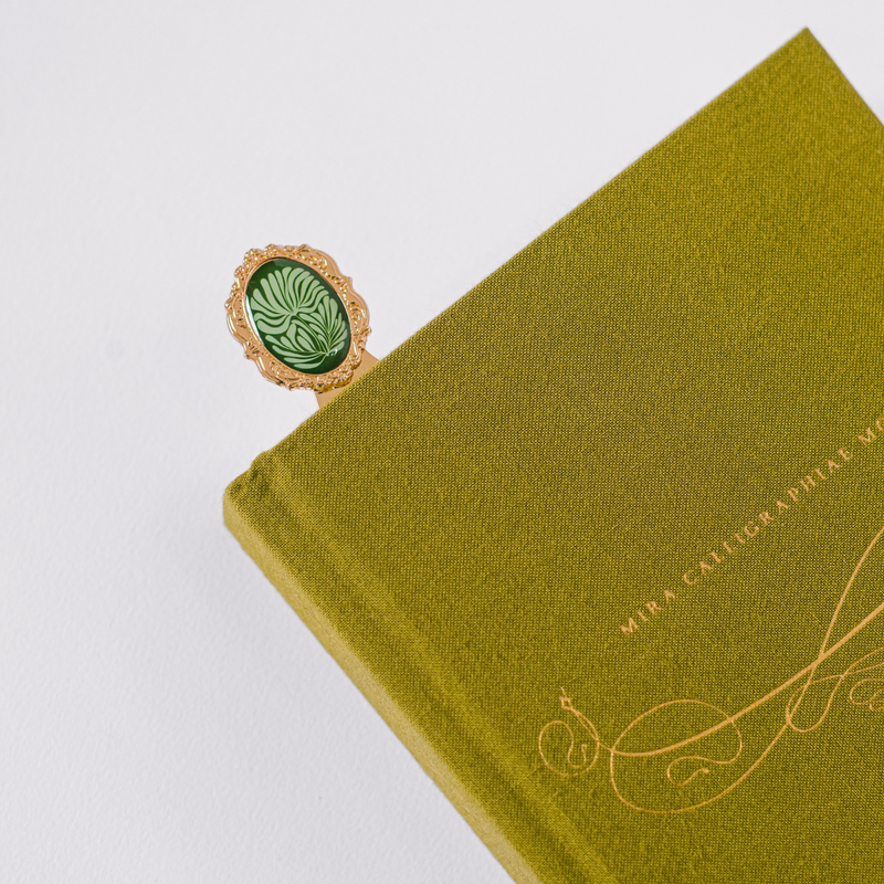 Mosaic Botanical Green Metal Clip Bookmark
