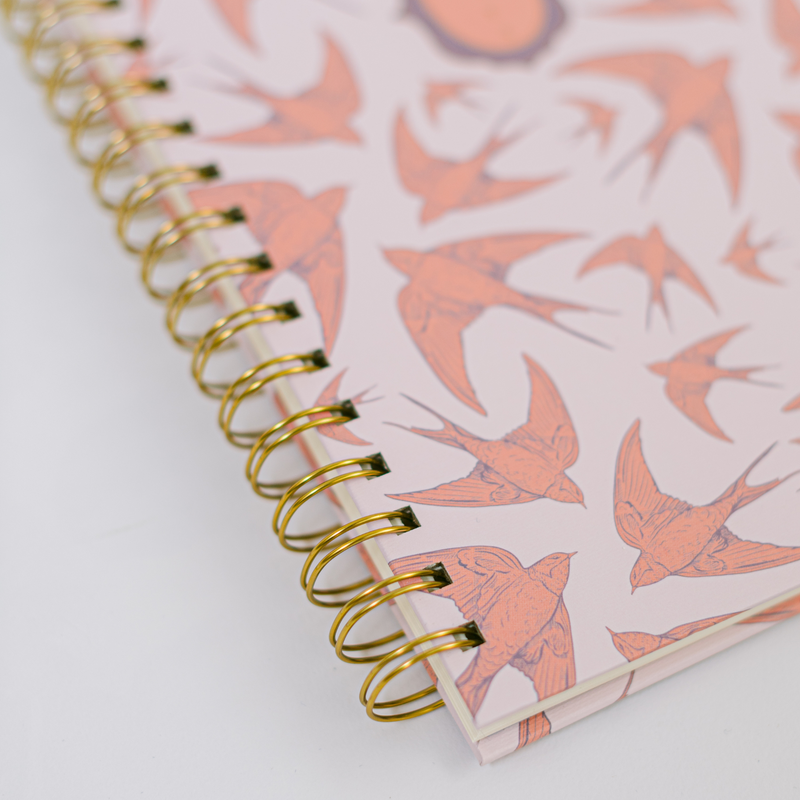 Swallows Spiral Notebook - Pink