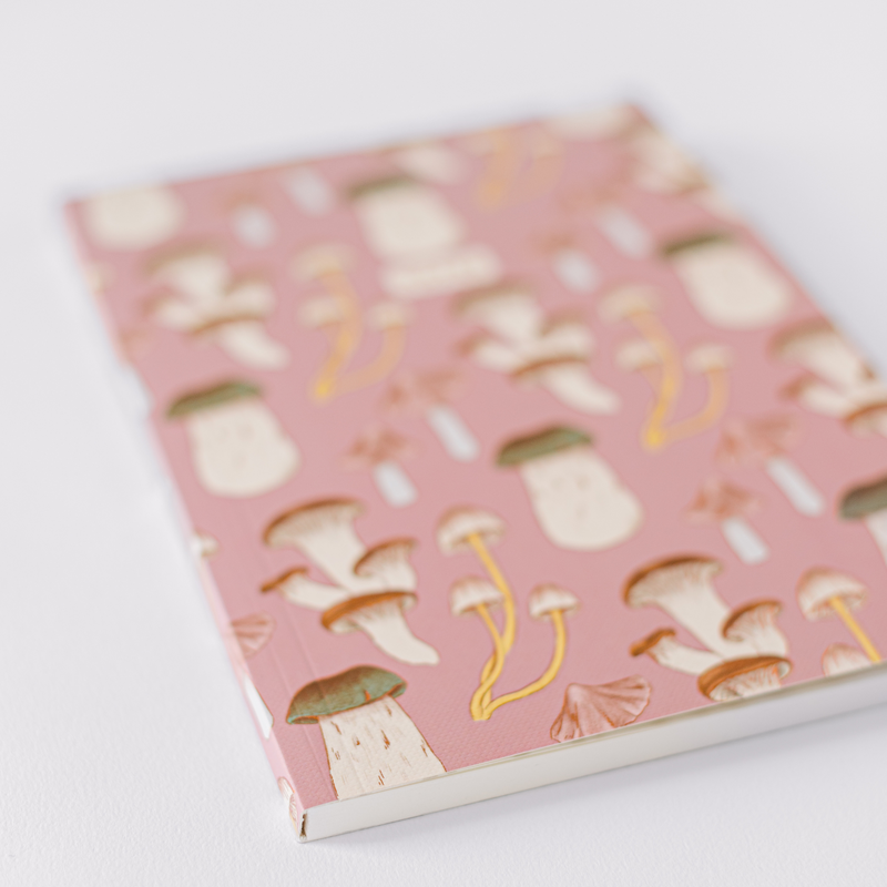 Mushroom Pattern Softcover Notebook - Pink