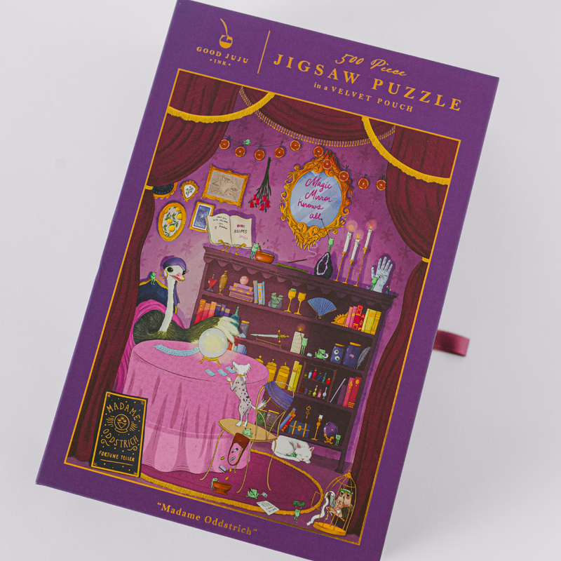 Madame Oddstrich 500-Piece Puzzle – Mystical Fortune Teller Puzzle Madame Oddstrich 500-Piece Puzzle – Mystical Fortune Teller Puzzle