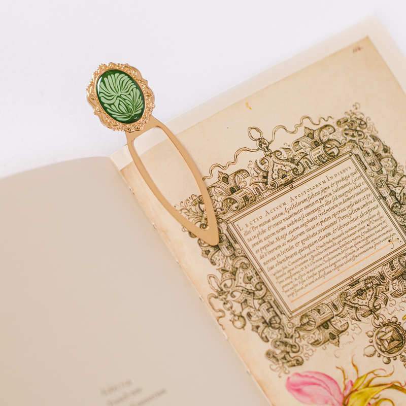 Mosaic Botanical Green Metal Clip Bookmark