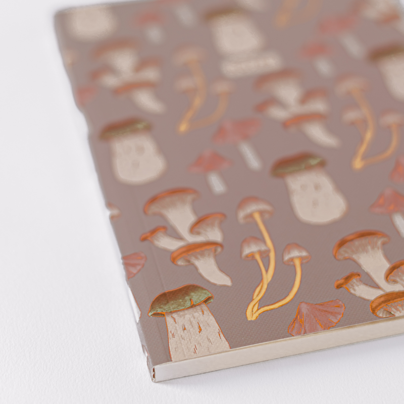 Mushroom Pattern Softcover Notebook - Purple