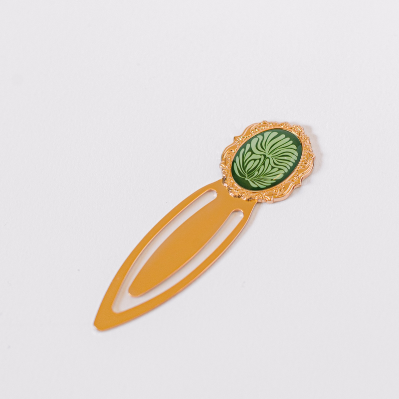 Mosaic Botanical Green Metal Clip Bookmark