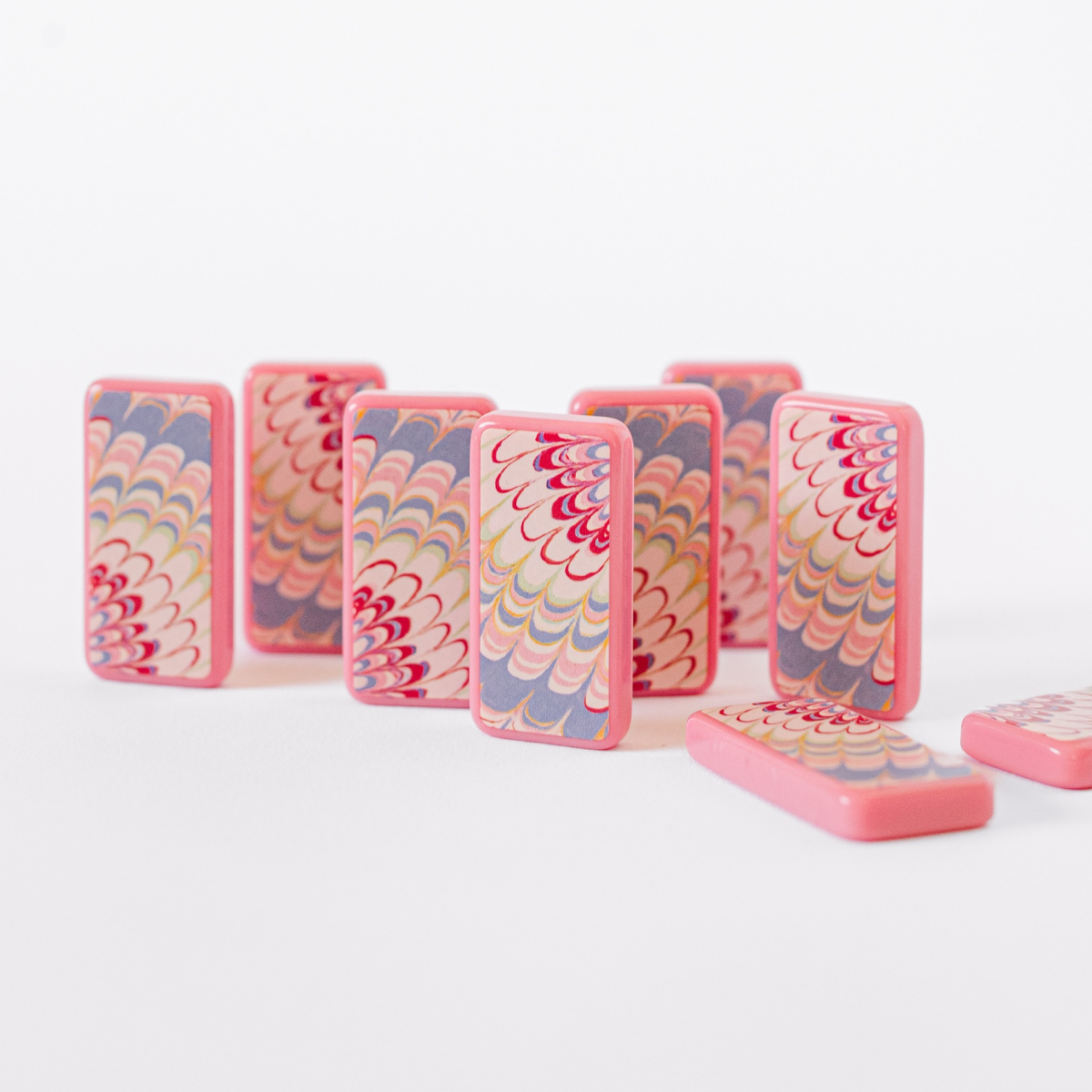 Marbled Colors Domino Set | Periwinkle & Pink Designer Dominoes