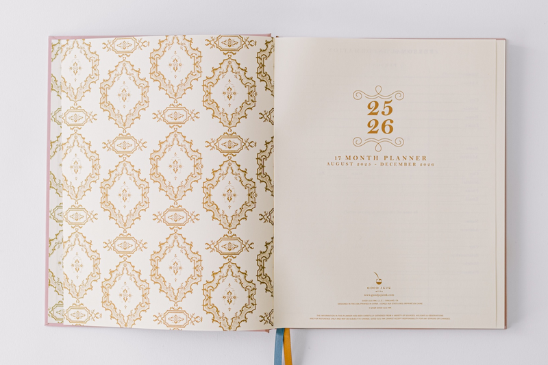 2026 Floral Shield 17-Month Weekly Large Bound Planner