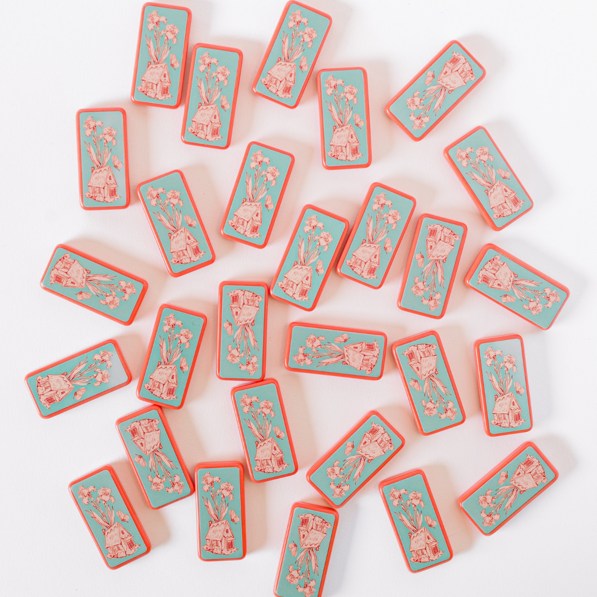 Fairy House Toile Domino Set | Colorful Illustrated Dominoes