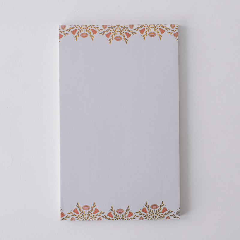 Folk Pattern Large Notepad - Claret Rose