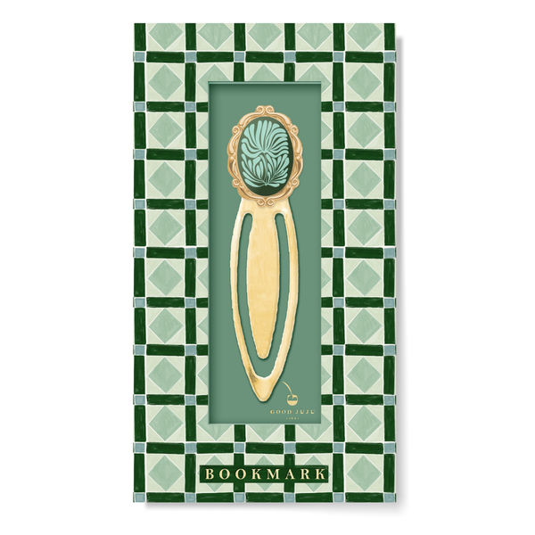 Mosaic Botanical Green Metal Clip Bookmark