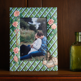 Butterfly Rose Trellis Linen Paper 4" x 6" Picture Frame