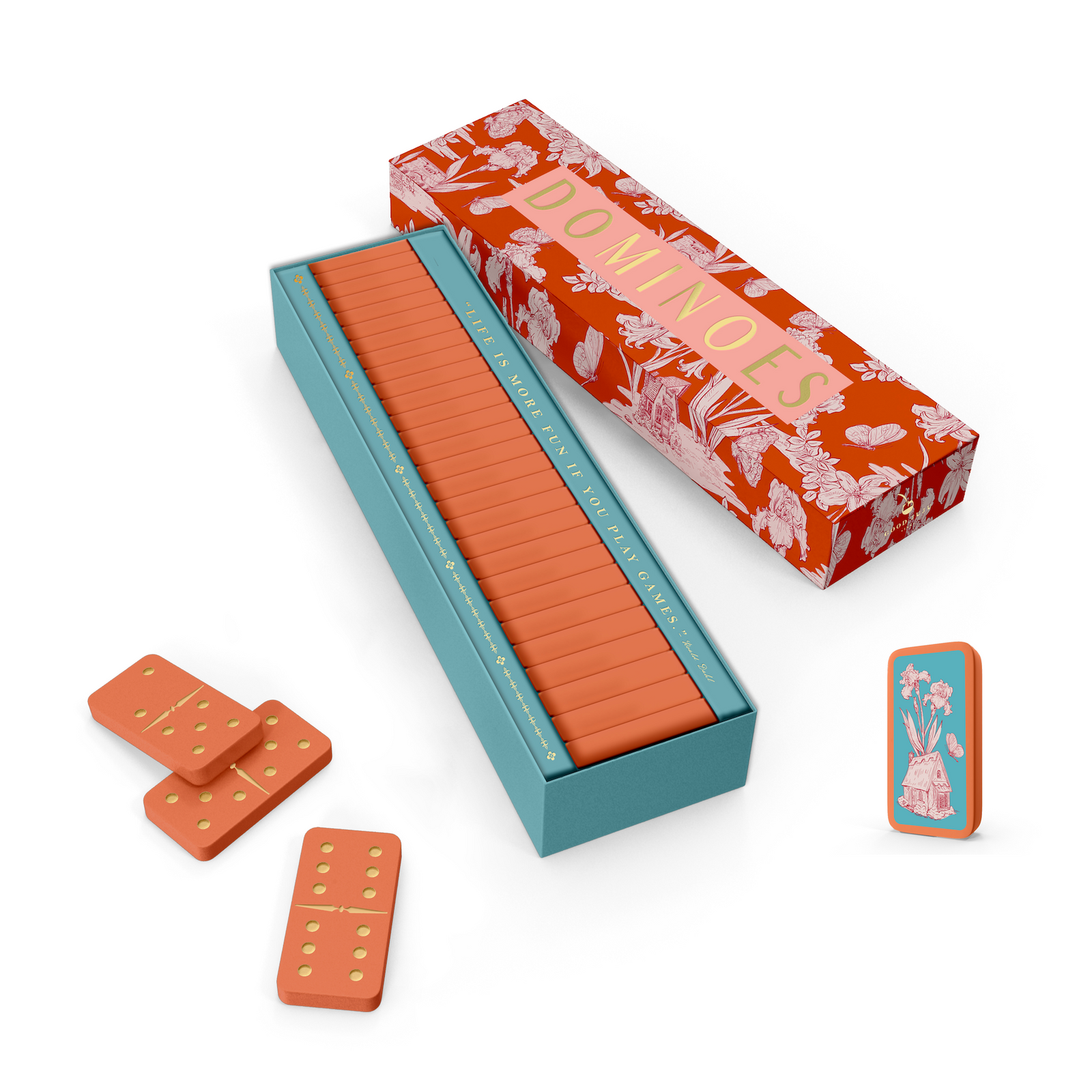Fairy House Toile Domino Set | Colorful Illustrated Dominoes
