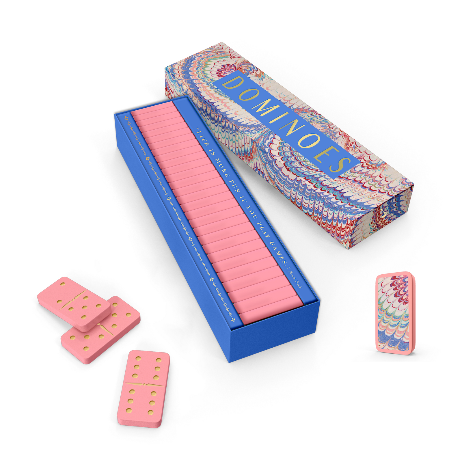 Marbled Colors Domino Set | Periwinkle & Pink Designer Dominoes