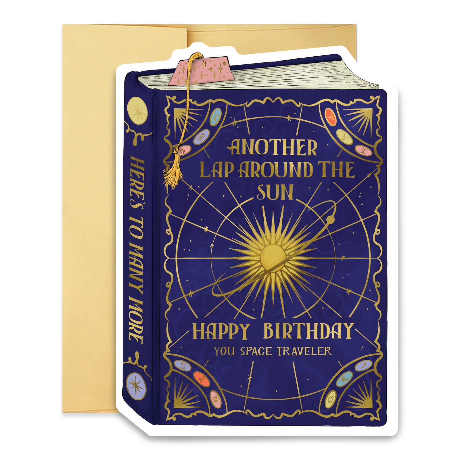 Cosmos Birthday Book-Shaped Greeting Card – Celestial Design