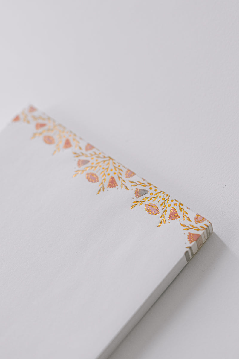 Folk Pattern Large Notepad - Claret Rose