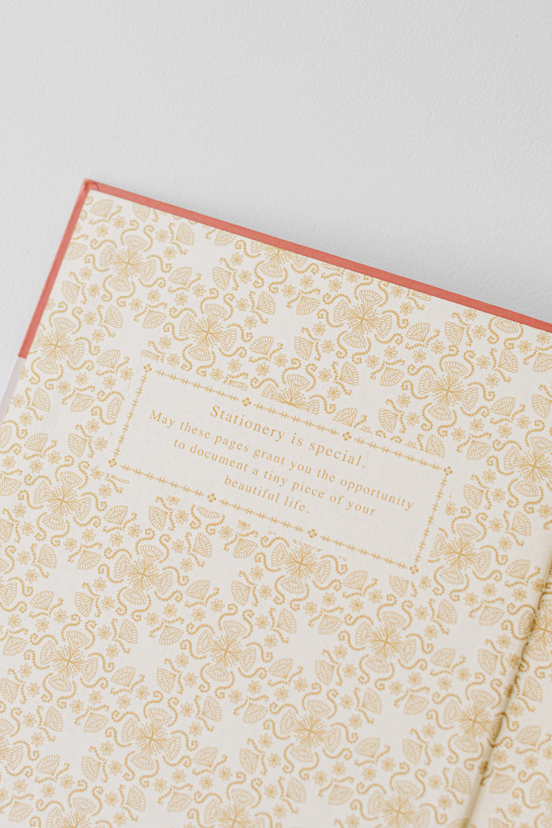 Folk Pattern Hardcover Notebook - Claret Rose
