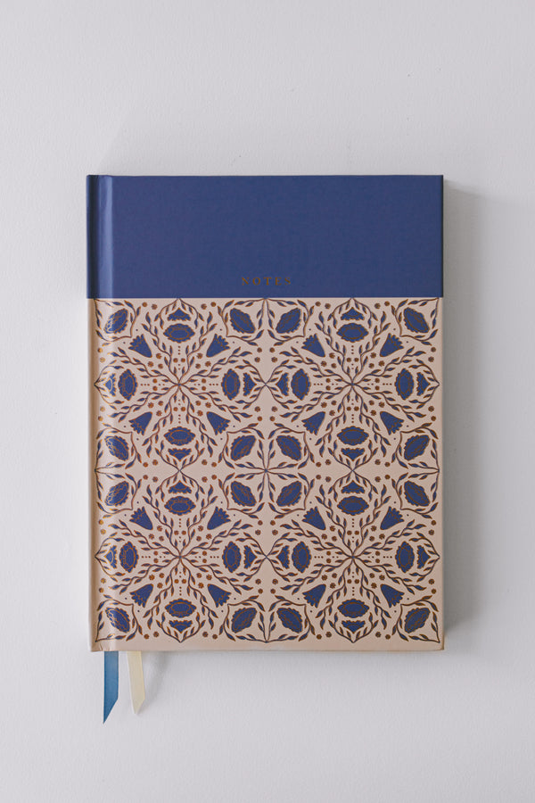 Folk Pattern Hardcover Notebook - Bluebell