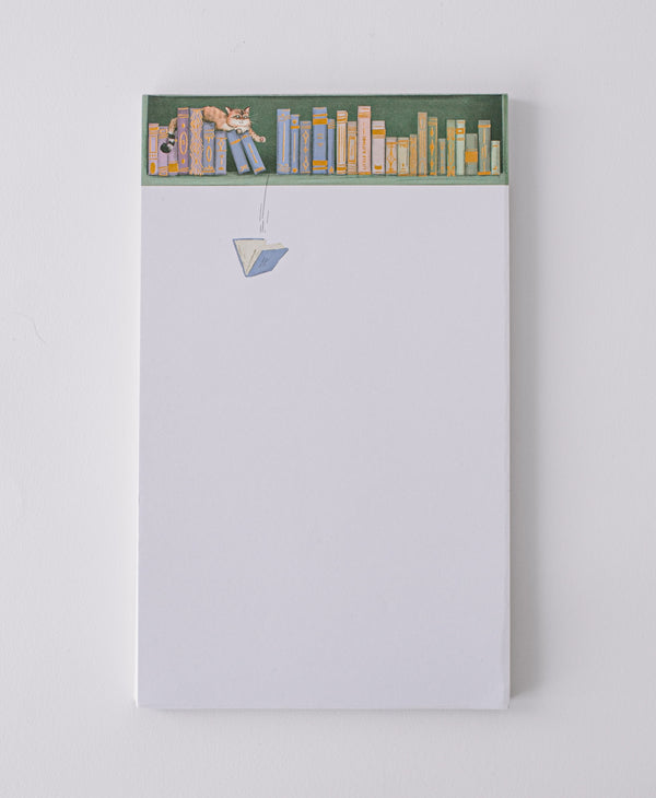 Sneaky Bookshelf Cat Large Notepad