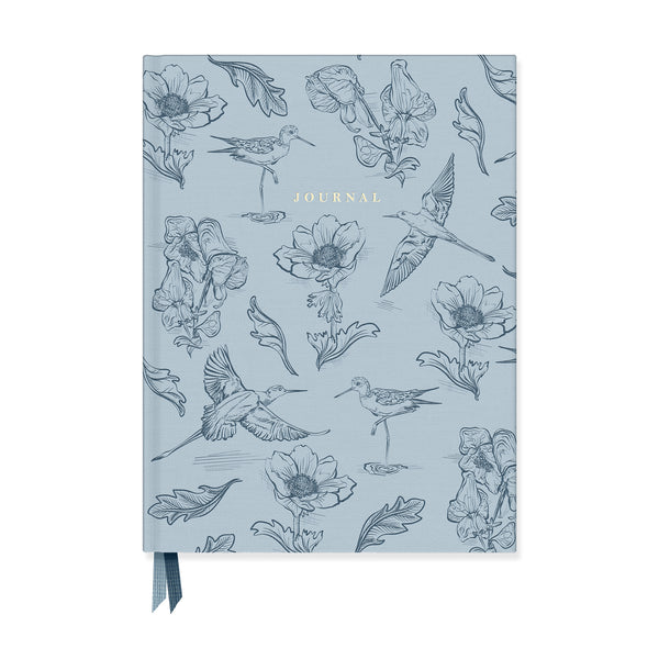 Botanical Bird Toile Journal - Blue