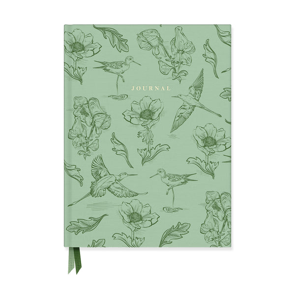 Botanical Bird Toile Journal - Green