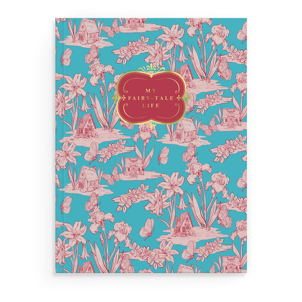 Fairy House Toile Softcover Notebook – Blue