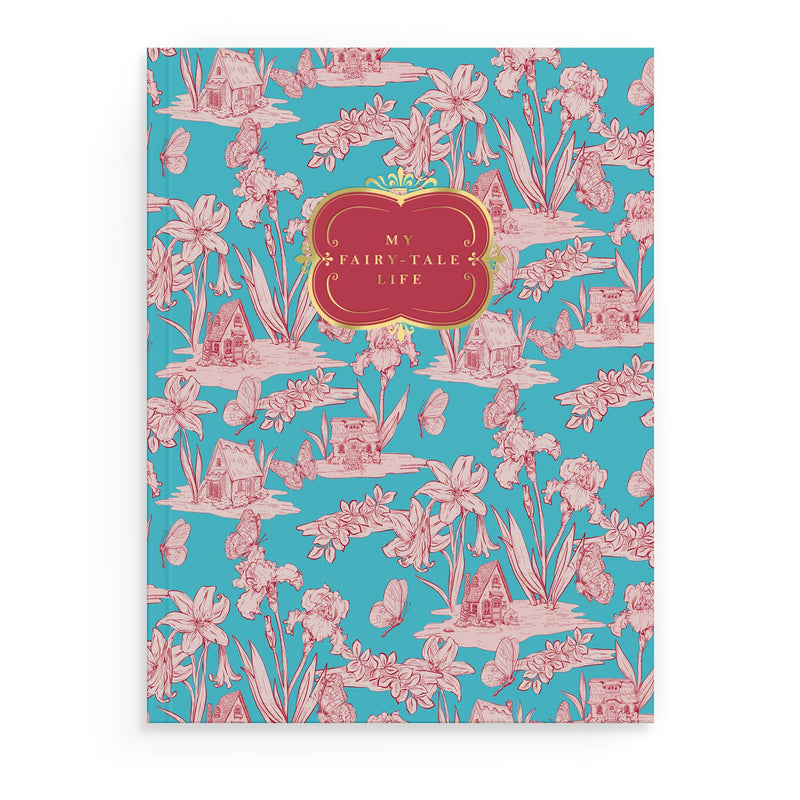 Fairy House Toile Softcover Notebook – Blue