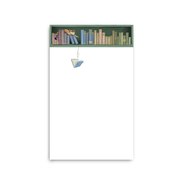 Sneaky Bookshelf Cat Large Notepad