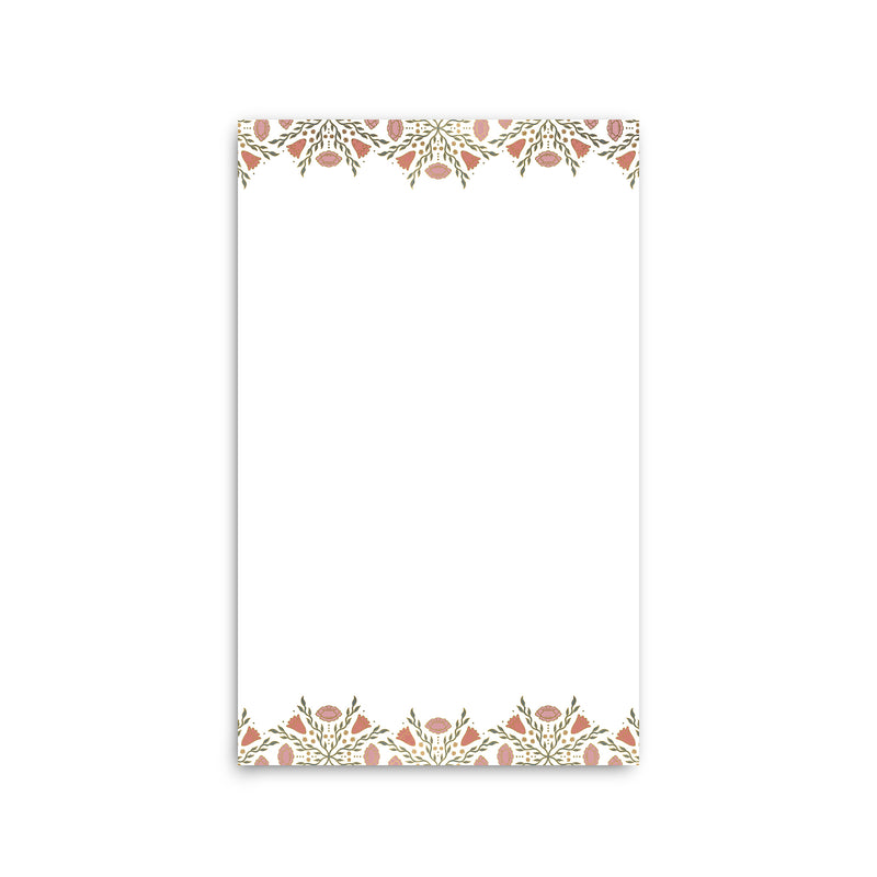 Folk Pattern Large Notepad - Claret Rose
