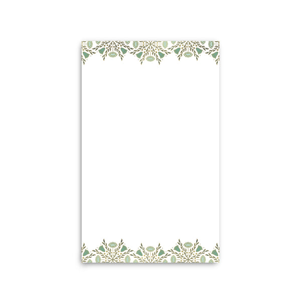Folk Pattern Large Notepad - Viridian Green