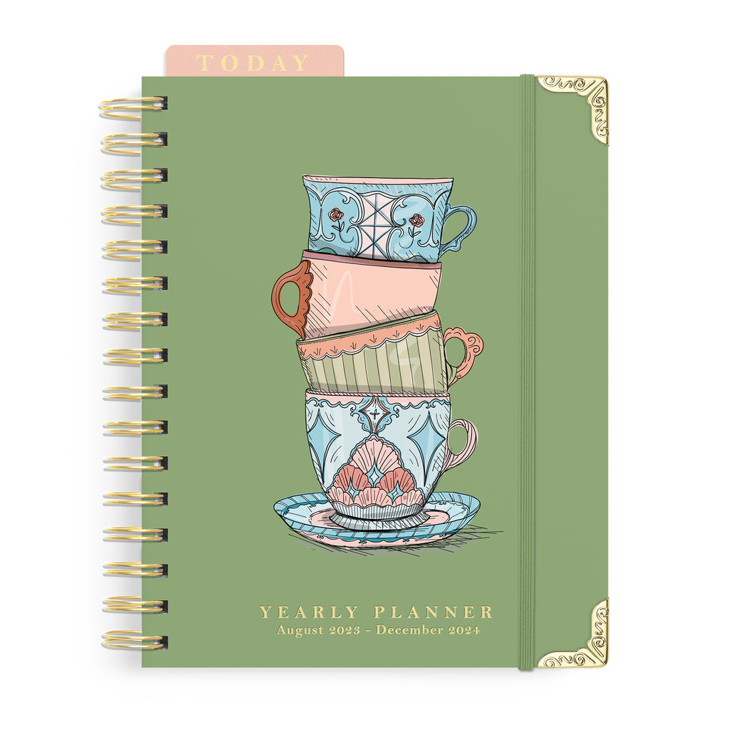 2024 Cozy Tea Cups 17-Month Weekly Medium Spiral Planner – Good Juju Ink