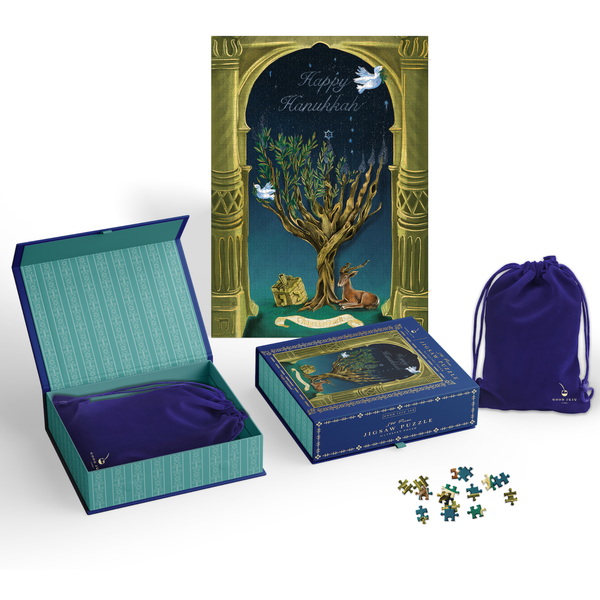 Happy Hanukkah 500-Piece Puzzle – Gold Foil Hanukkah Puzzle – Good