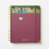 2027 Sneaky Cat Bookshelf 17-Month Large Spiral Planner